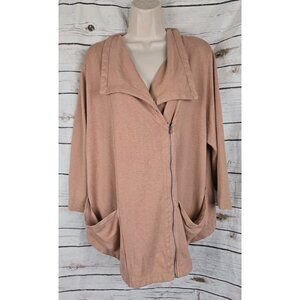 Poetry Full Zip Hemp Blend Knit Jacket Top Moto US 16 UK20 Lagenlook